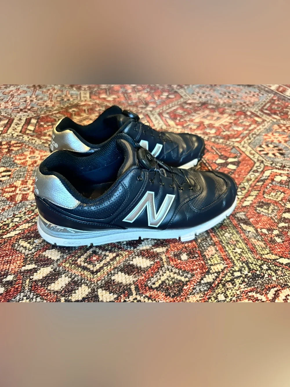 New Balance 574 Spikeless Golf Shoes Black/Silver Men's Size 8.5